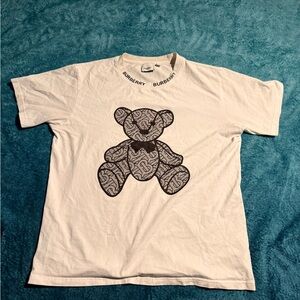 Burberry White Tee with Black Teddy Graphic